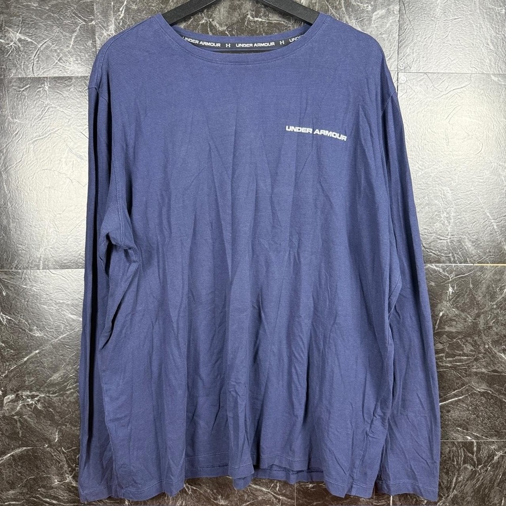 Under Armour Blue Heat Tech Retro Sportswear Running Sleeve Shirt 2XL